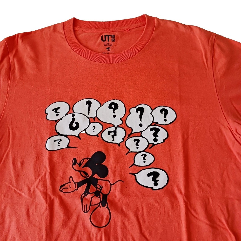 Uniqlo Disney Medium Mickey Mouse Donald Duck Orange Shirt